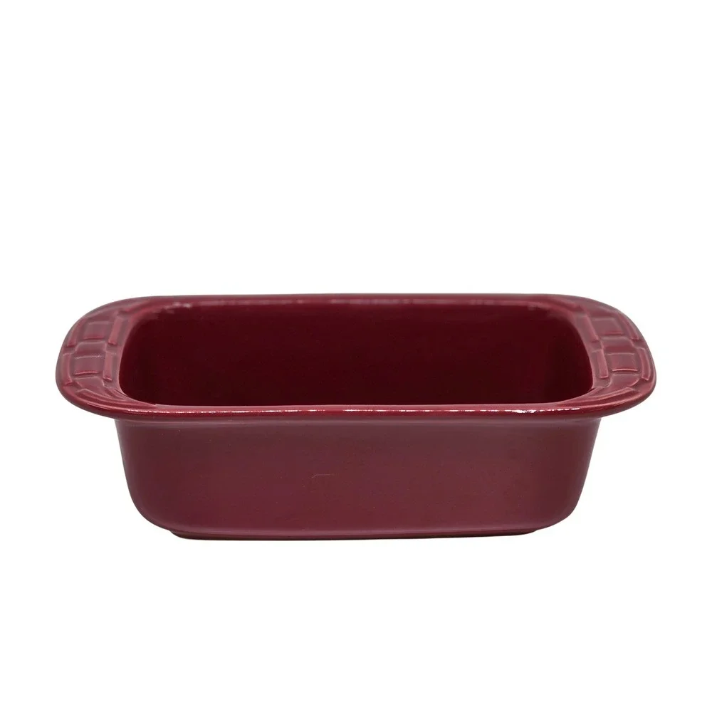Longaberger Woven Traditions Small Loaf Baking Dish Paprika Red Ceramic Bakeware